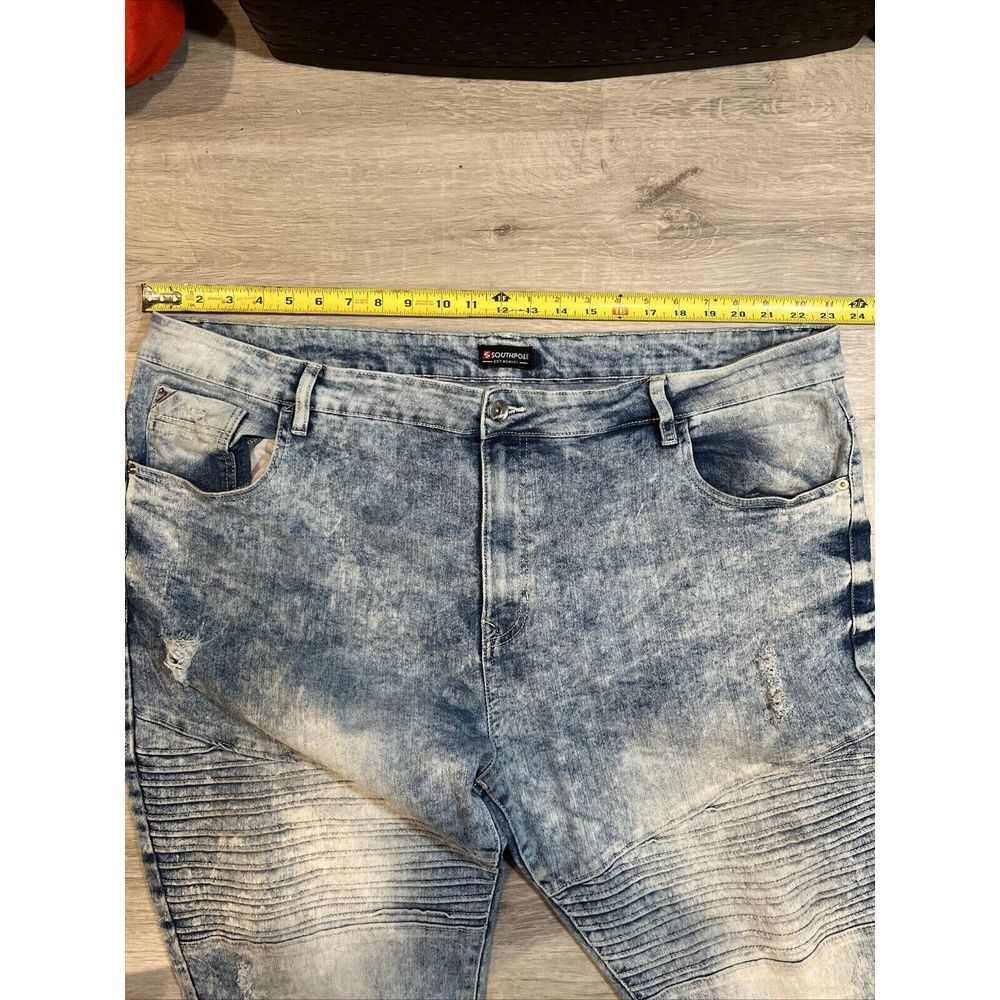 South Pole Jean Skinny Blue Denim Fade Wash Outdoor Casual Distressed 46 x 32 - Picture 2 of 6